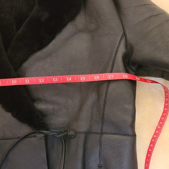 Stylish Mid-Length Front Tie Sheepskin Coat - Picture 14 of 14